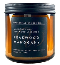 Load image into Gallery viewer, Teakwood &amp; Mahogany 16oz Amber Jar Candle
