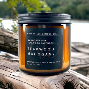 Teakwood & Mahogany 9oz Amber Jar Candle